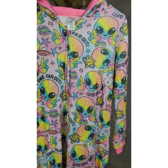 The Children’s Place Kids Alien Fleece Hooded Pajama XL 14 Rainbow - Picture 5 of 6